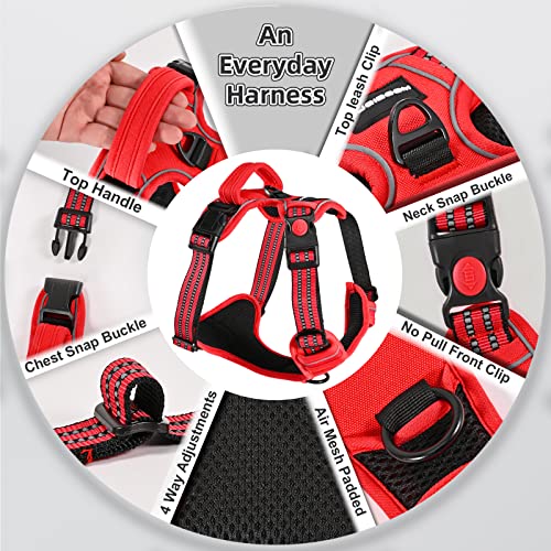 Juqiboom No Pull Dog Harness with A Free Heavy Duty 5ft Dog Leash, Adjustable Soft Padded Dog Vest, Reflective No-Choke Pe...