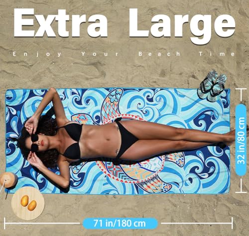 2 Pack Microfiber Lightweight Beach Towel Sand Free Quick Dry Absorbent Thin Compact Towels for Swimming Pool Camping Beac...