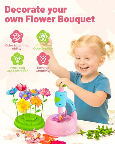 DIY Art Flower Toys Include Extra Accessories Set, Arts and Crafts Activity Kit for Kids, Flower Garden Building Toys for ...