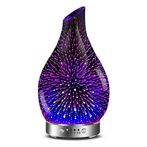 MAXWINER Essential Oil Diffusers Ultrasonic 3D Glass Aromatherapy Diffuser, Auto Shut-Off, Timer Setting, 7 Colors LED Lig...