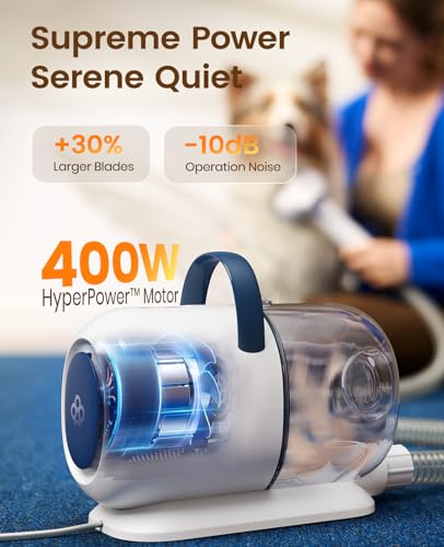 oneisall Dog Grooming Vacuum, 15000Pa Pet Vacuum Kit Shedding 99% Pet Hair, Dog Grooming Clippers with Trimmer Nail Grinde...