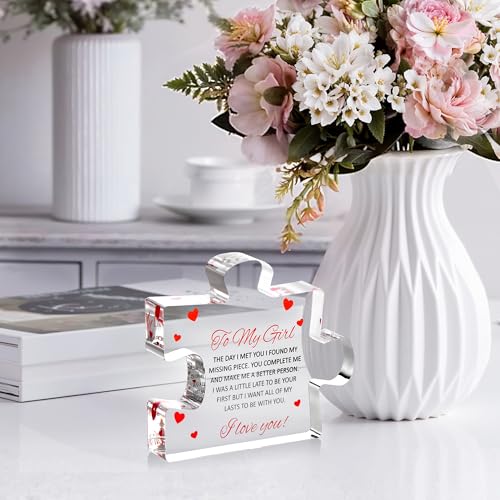 Engraved Acrylic Block Puzzle - Sentimental Gift for Her - Valentine's Day & Fiance Birthday Gift