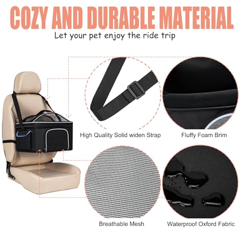 4-in-1 Cat Car Seat and Cat Carrier with Removable Wheels Booster Car Seats for Small Dogs Cats Comes with Shoulder Strap ...