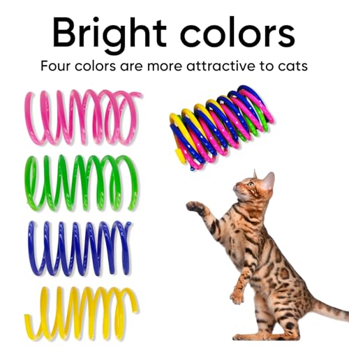AGYM Cat Toys for Indoor Cats, 30 Pack Interactive Cat Spring Toys, Durable Colorful Plastic Spiral Springs for Kitten Hun...