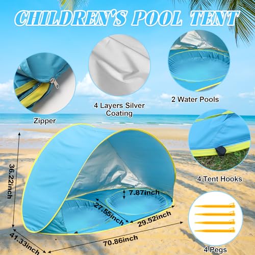QTREE intelligence Baby Beach Tent-2 Pools Pop Up UPF 50+ Sunshade with Carry Bag, Portable for Travel,Beach,Camping,Indoor