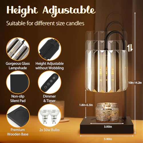 Candle Warmer Lamp with Timer, Electric Candle Warmer for Jar Candles, House Warming Gifts, Modern Home Decor Dimmable Wax...