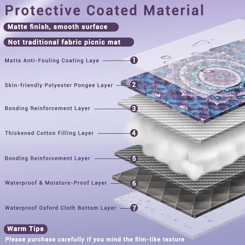 memKiya 60x80" Extra Large Picnic Blankets Waterproof Sandproof Couple Outdoor Beach Blanket Foldable Grass Park Lawn Conc...