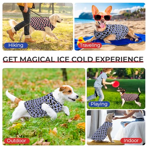 Y-blue Dog Cooling Vest, Quick Dry Dog Summer Clothes Pet Vest Puppy Shirts, Sleeveless Dogs Cooling T-Shirts for Small Me...