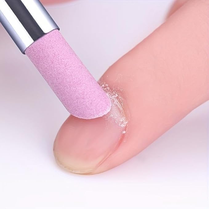 6Pcs Pumice Stone Nail File Cuticle Stone Pusher Nail Sanding Sticks Nail Art Pen Cuticle Remover Trimmer for Household Be...