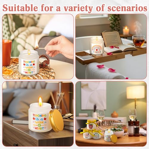 Lyrow 12 Pcs Teacher Appreciation Candles Gifts Set Best Teachers Gifts for Women and Men Include Ruler-Style Ribbon 3.5 o...