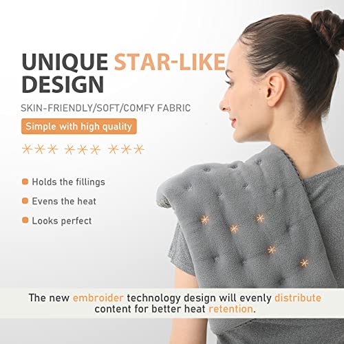 UNCN Wide Microwave Heating Pad with Washable Cover 9.5 x 16in Microwavable Hot Pad for Neck Shoulder, Cramps, Back Cordle...