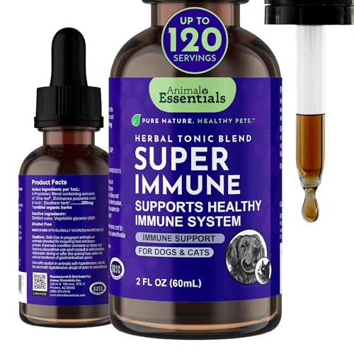 Animal Essentials Super Immune - Dog & Cat Immune Support for Puppies with Olive Leaf Extract & Echinacea, Olive Root for ...