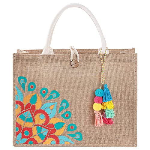 itgowisa Beach Bag for Women, Straw Beach Tote Bag with Pocket Tassel Handle Waterproof Lining, for Summer Vacation Pool Gift