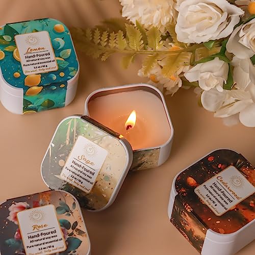 Premium 8-Pack Organic Aromatherapy Candles, Hand-Poured Soy Wax Jars, Natural Fragrance for Home Décor, Housewarming, Bir...