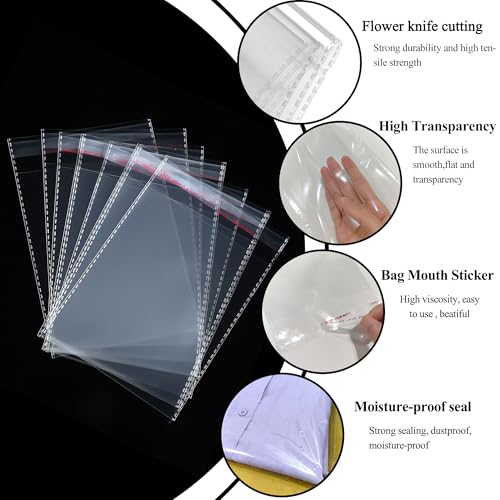 Self-Sealing Cellophane Bags 12 x 16 Inches, Re-Sealable Clear Packaging Bags 100Pcs Suitable for Packaging Retail Product...