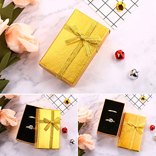 Pangda 12 Pieces Cardboard Ring Gift Box Jewelry Boxes Package Case for Necklace Earring Gift, Random Color