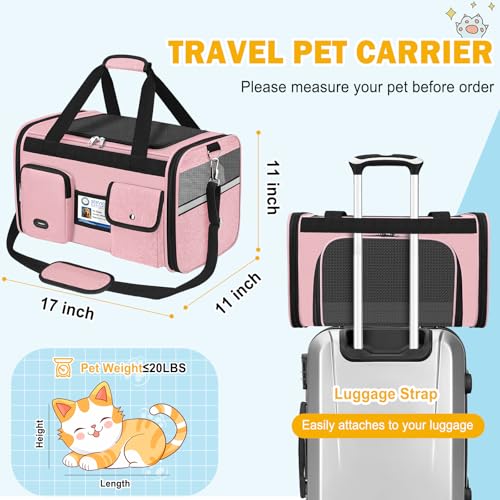 HUANLANG Soft-Sided Cat Carrier Airline Approved,Dog Carriers for Small Dogs Medium Cats,Pet Travel Carrier Up to 20 Lbs,C...