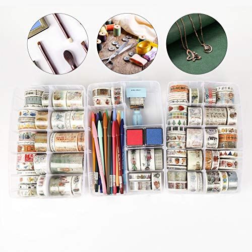 5 Pack Plastic Jewelry Organizer Box 18 Big Girds Clear Storage Organizer Case with Adjustable Dividers Jewelry Storage Co...
