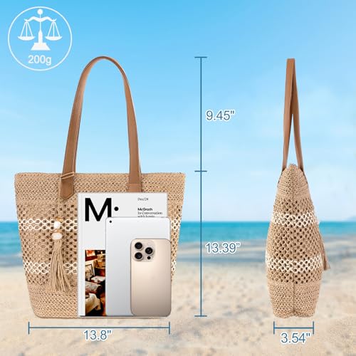 shoowyees Straw Beach Tote Bag Women - 2026 Handwoven Summer Purse Handbag with Zipper Perfect for Vacation Travel Pool | ...