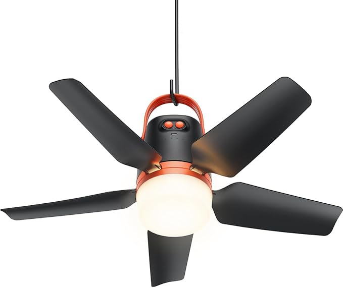 AURATHEA 20” Canopy Fan with Lights, 20000mAh Battery Operated Ceiling Fan, Portable Outdoor Camping Fan with Remote Contr...