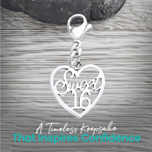 Infinity Collection Sweet 16 Clip-On Charms for Bracelets, Backpacks & Zippers – Stainless Steel Heart or Crown Design – E...