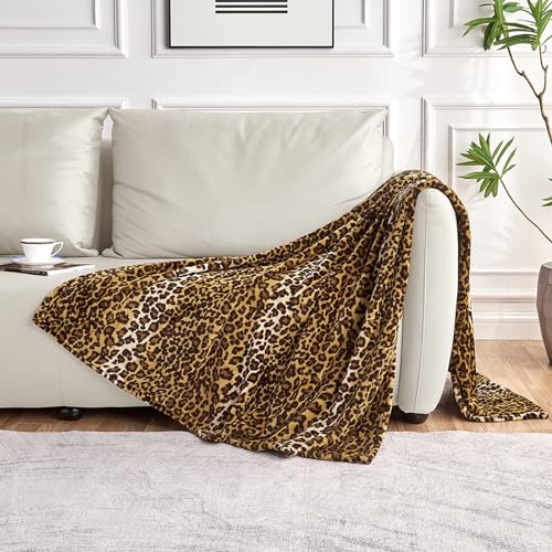 Edenleaf Leopard Print Blanket Fleece Throw for Bed Sofa Travel and Camping, Super Soft Cozy Fluffy Plush Cheetah Print Bl...