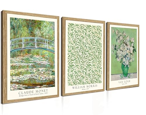 Induslyfe Framed Grass Wall Art Canvas Decor Set of 3, Matisse Wall Art Framed Prints Posters Mid Century Modern Art, Gogh...