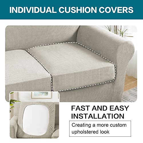 Turquoize 4 Piece Sofa Covers for 3 Cushion Couch Sofa Slipcover Soft Couch Cover for Dogs-Washable Sofa Furniture Covers ...