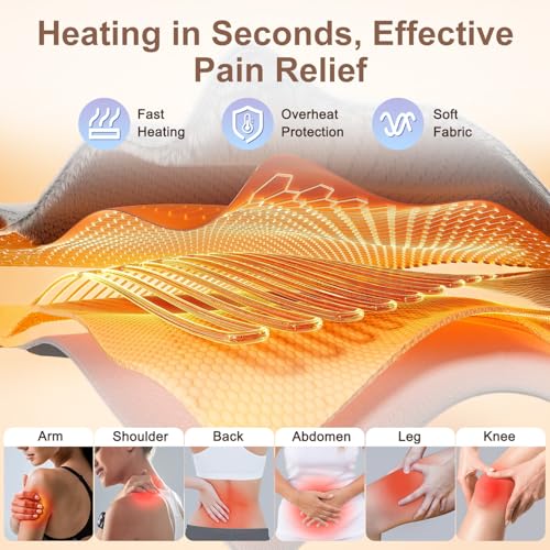 IGXHAVIZ Heating Pad for Back Pain Relief, Electric Heating Pad for Period Cramps Neck Shoulders with Belt, 4 Timer 6 Heat...