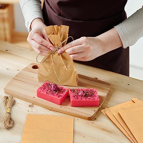 Fulmoon 50 Pieces Soap Paper Bags, 5'' x 8'' Kraft Paper Bags for Packaging Soap Making Wrappers with 394 Inch Jute Ropes ...