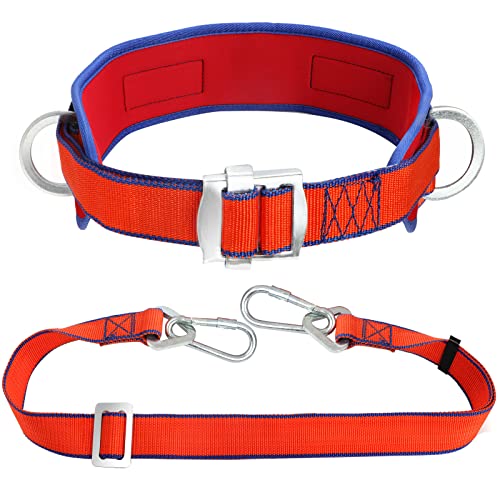 Trsmima Safety Belt with Adjustable Lanyard and Updated Waist Pad - Tree Climbing Belt Harness - Safety Lanyard Fall Prote...