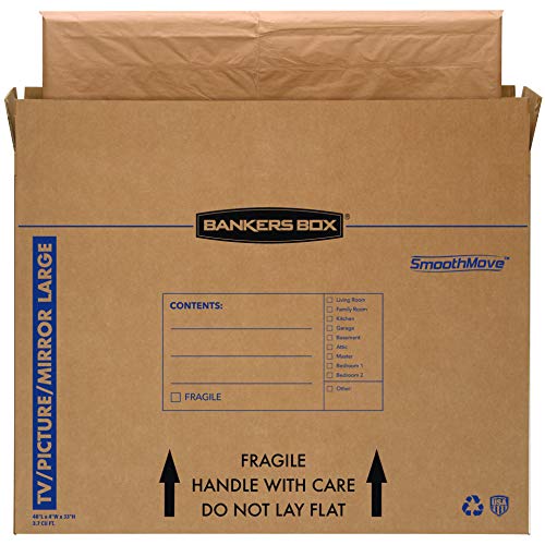 Bankers Box Large, Up to 55" TV/Picture/Mirror, Moving Box 4 Pack, 48-In x 4-In x 33-In (7711301)