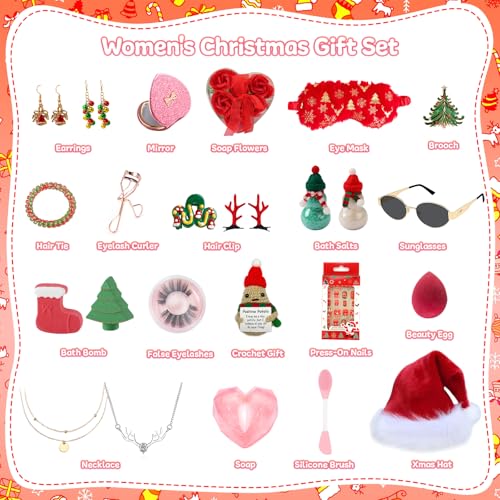Beauty Advent Calendar Gifts for Women, Relaxing Spa Gift Baskets, Holiday Self Care Gifts for women Mom Girlfriend Sister...