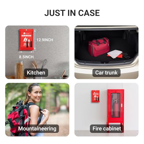 Lancryen Emergency Fire Blanket, Fire Extinguisher Blanket, Fire Suppression Fabric, Flame Retardant Towel Fire Safety Clo...