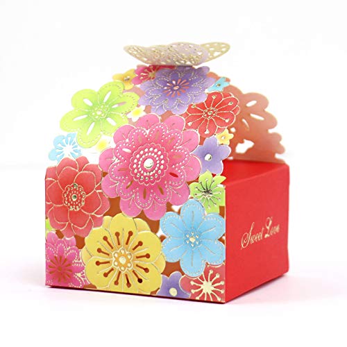 Kslong 50Pcs/Set Flower Butterfly Hollow Candy Box Cookie Gift Boxes Romantic Wedding Favors Cute Chocolate Box For Weddin...