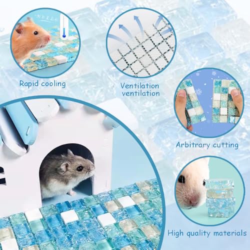 OULIGET Hamster Rabbits Cooling Mat,Crystal Quartz Glass Small Animal Bed,Pet Cool Plate Ice Bed Sleeping Pad Stay Cool fo...