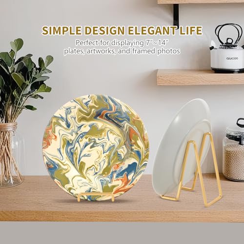 Plate Holder Easel Display Stand - 6 inch Metal Plate Stands for Display - Tabletop Picture Stand - Gold Iron Easels for D...
