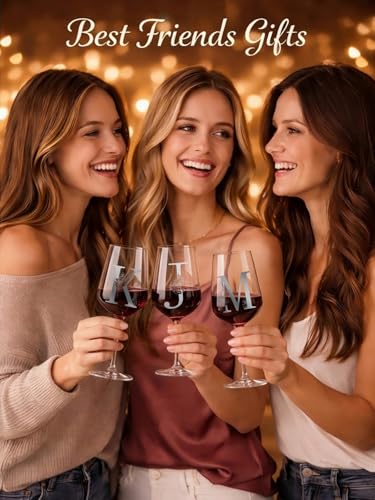 Mothers Day Gifts for Mom, Grandma, Wife - Personalized Monogram A-Z Wine Glass Gifts for Women - Unique Birthday Gift for...