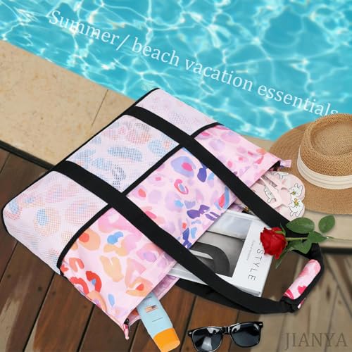 JIANYA Beach Bag Women Waterproof Sandproof Beach Tote Bags with Cooler Top Zipper Large Totes for Pool Travel Daily