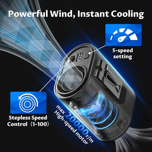 BREEZOME Portable Waist Fan 10000mAh Rechargeable with 20000RPM Stepless Speed, Powerful Airflow Belt Fan, 25H Personal Co...