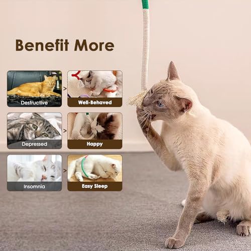Letalong 3 PCS Cotton Rope Cat Toys with 3 Pack Catnip for Indoor Cats, Interactive Cat Rope Toys with Silvervine Fruit fo...
