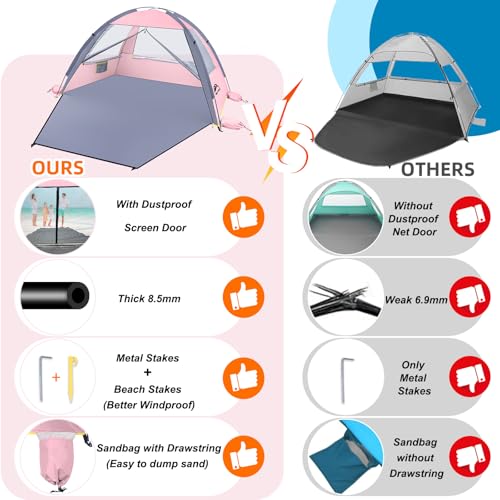 Happy Travel Beach Tent Sun Shelter for 3/4/5/6/7/8 Person, Portable UPF 50+ UV Protection Beach Shade Canopy for Family &...