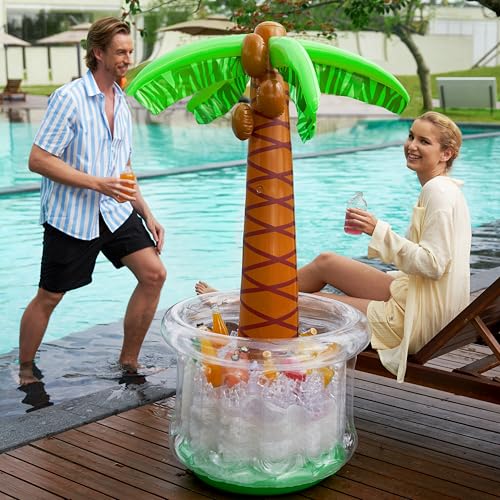 JOYIN 60" Inflatable Palm Tree Cooler, Beach Theme Decor, Pool Party Decorations, Luau Hawaiian Birthday Party Supplies, O...