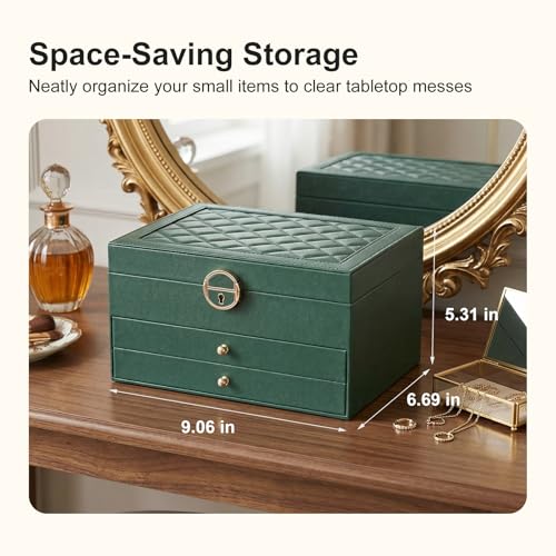 XRXYX 3 Layer Jewelry Box with Lock, Women Large Jewelry Holder Organizer with Drawer for Necklaces, Rings, Bracelets, Ear...