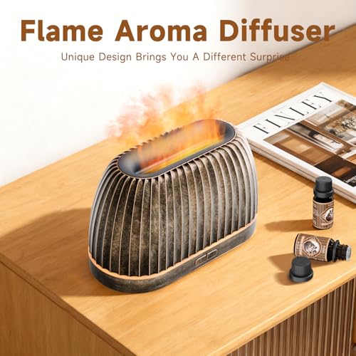 SOULORIGIN Essential Oil Diffuser, Flame Effect Aromatherapy Diffuser with 7-Color LED Lights & Auto Shut-Off, Ultrasonic ...