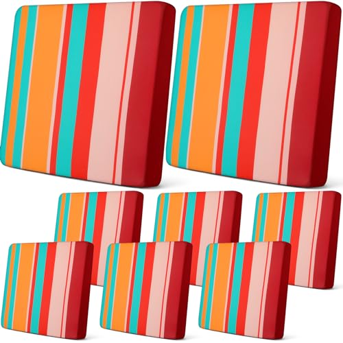 Newwiee 8 Pcs Patio Stretch Sofa Cushion Cover Outdoor Cushion Covers Replacement Patio Furniture Couch Slipcovers Chair S...