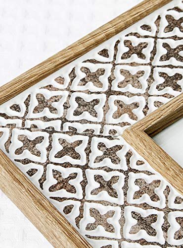 Afuly 5x7 Picture Frame Boho Picture Frames 3D Cross Pattern Distressed Moroccan Photo Frame Wall Desk Bohemia Home Office...