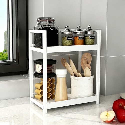 Anyoifax Bathroom Counter Organizer 2 Tier Vanity Storage Countertop Shelf Makeup Organizer Perfume Tray Skincare Holder f...