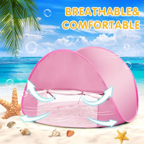 Baby Beach Tent with Pool, Pop Up Sun Shelter UPF 50+ UV Protection for Infant Toddlers, Portable Shade Tent with Carry Ba...