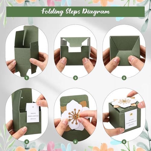 Affrolling 50 Pcs Wedding Favor Boxes with Thanks Card Square Flower Candy Boxes Paper Bridal Gift Box for Guests Wedding ...